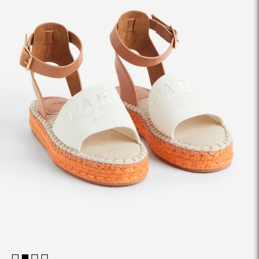 H&M Cream and Orange Espadrilles with Jute Platform